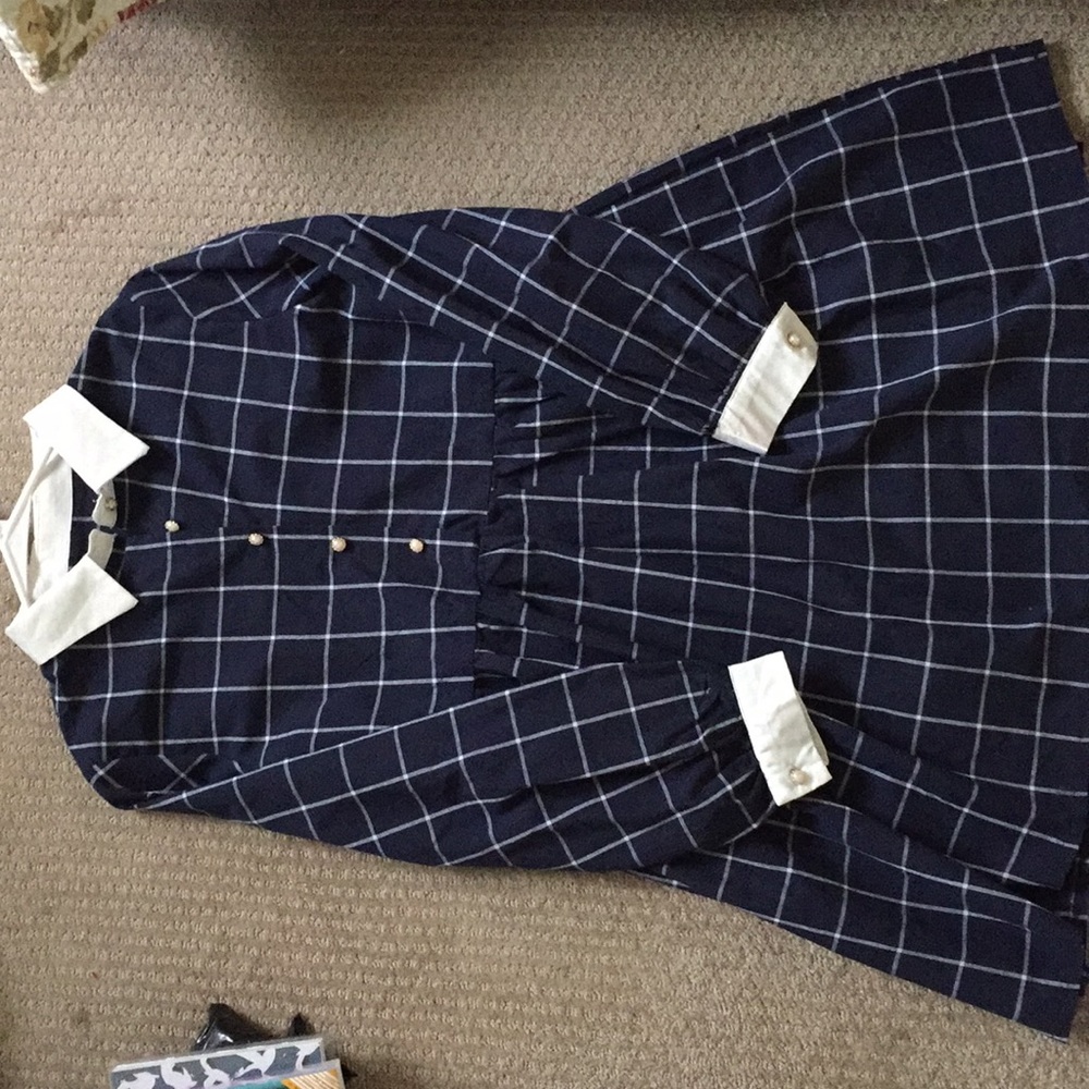 Vintage Navy Smock Dress (S)